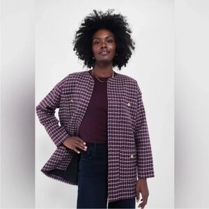 POMANDER Women's Plaid Jacket - Purple